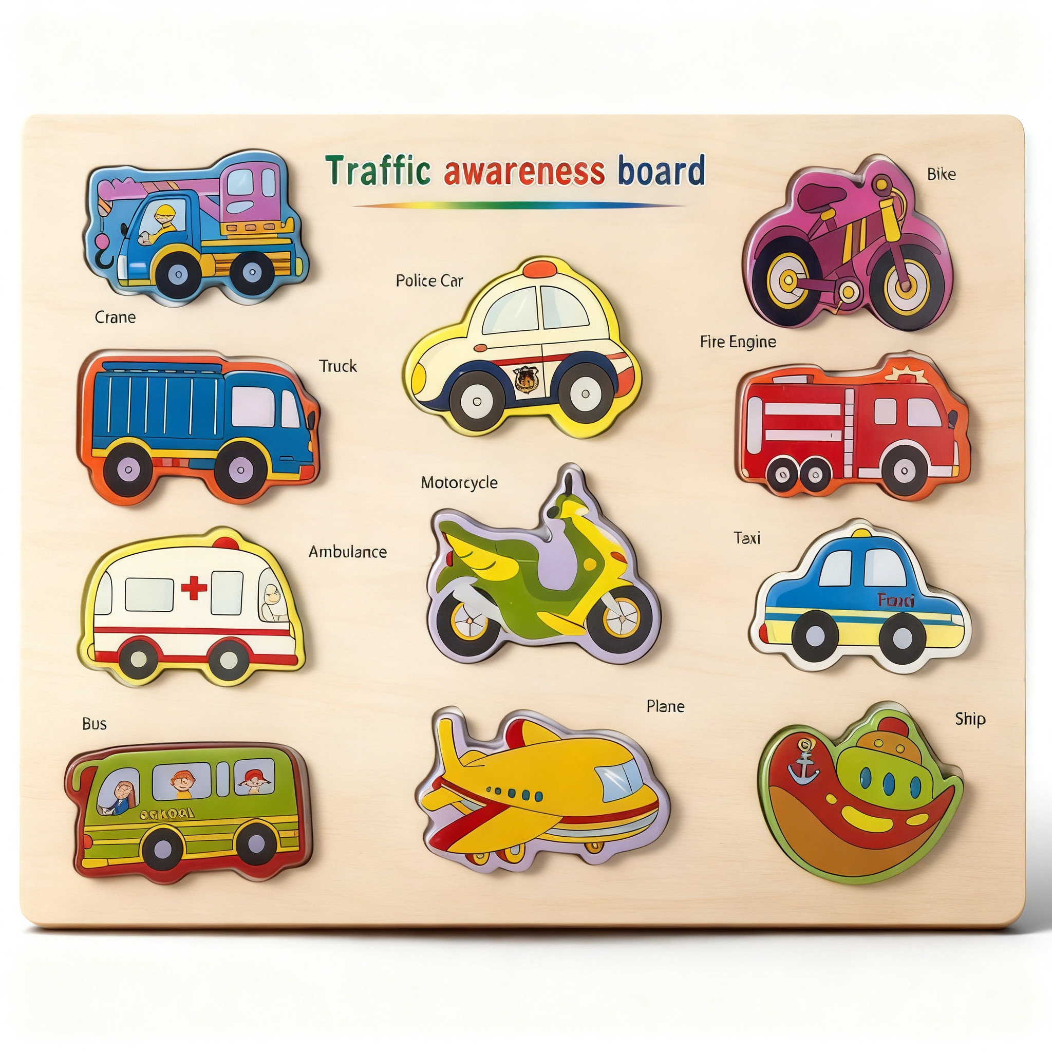 Traffic Awareness Wooden Puzzle Board #Mkt-6573