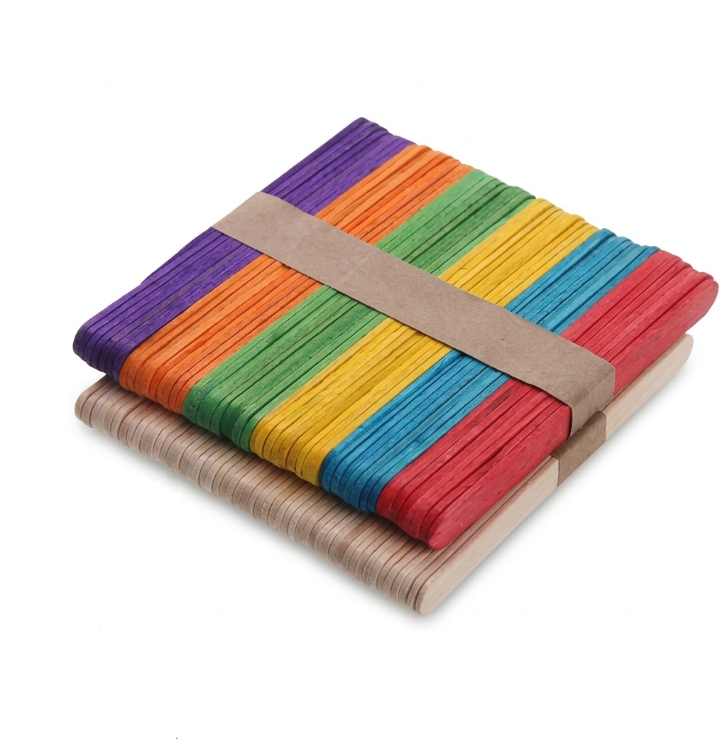 Mixed Wooden Stick 50 Pieces Natural & 50 Pieces Colored