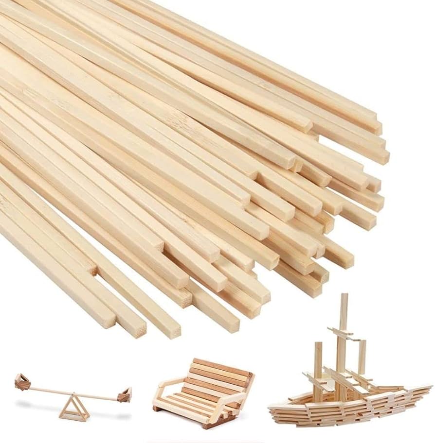 Wooden Bamboo Sticks 5mm x 25 Cm- Pack of 48 #Bs131