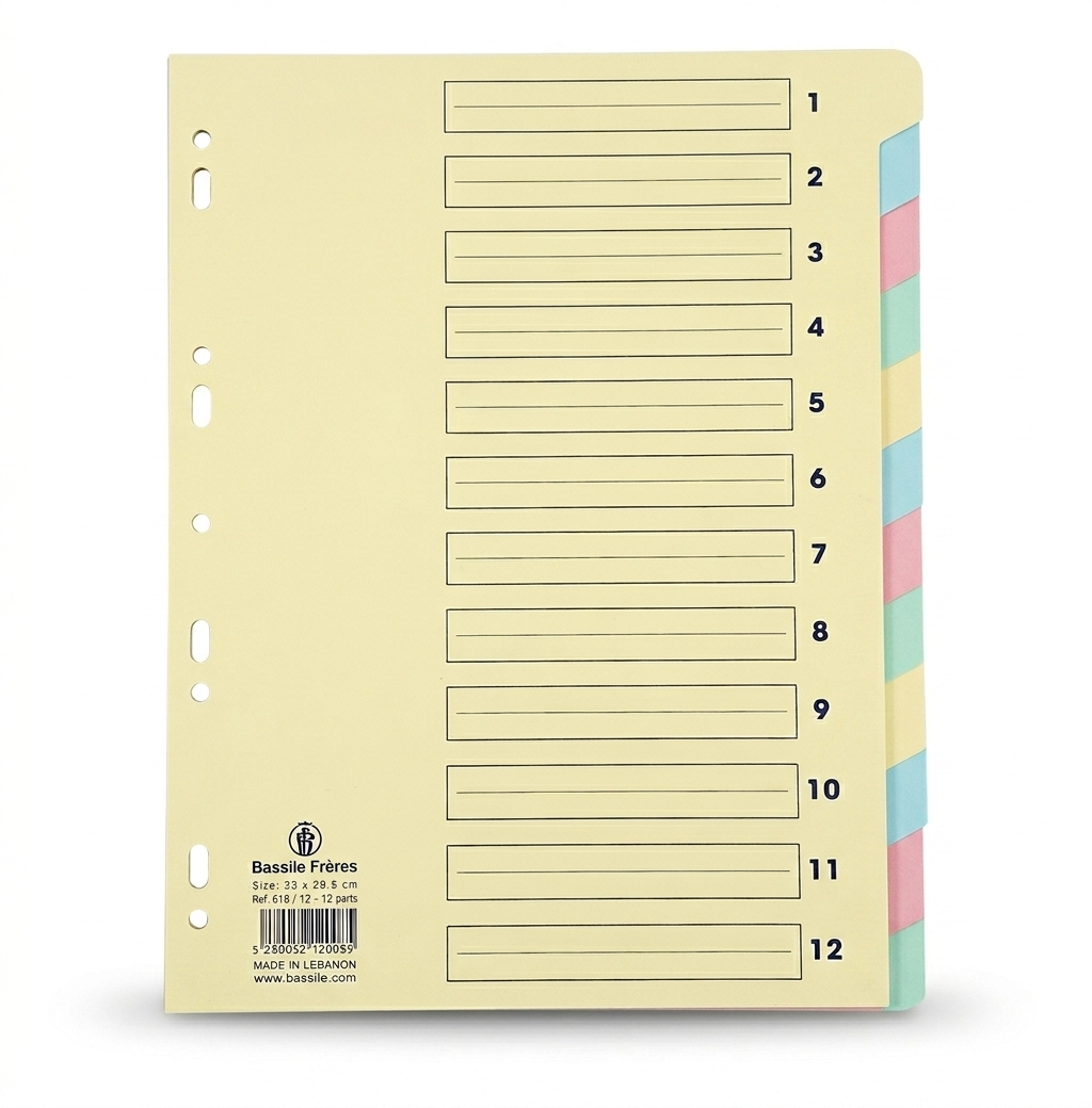 12-Part A4 Carton Colored Divider #618/10