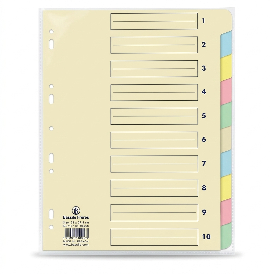 10-Part A4 Carton Colored Divider #618/10