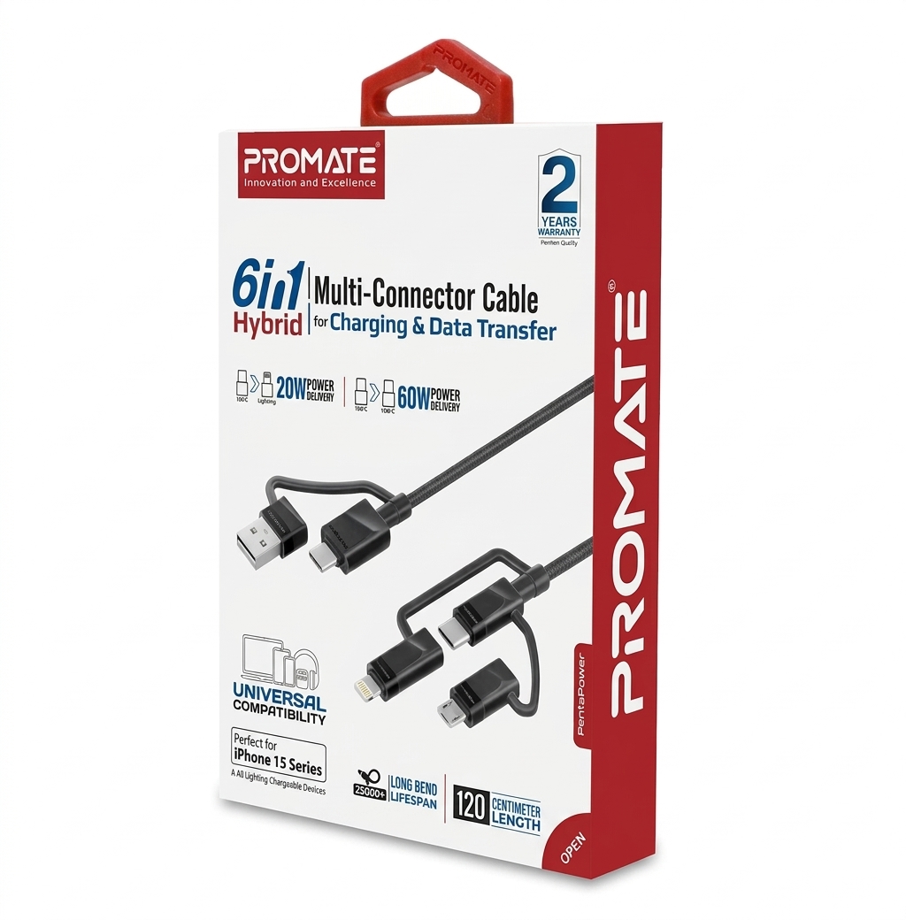 1.2M 6 in 1 Multi Connector Charging and Data Cable  #PentaPower