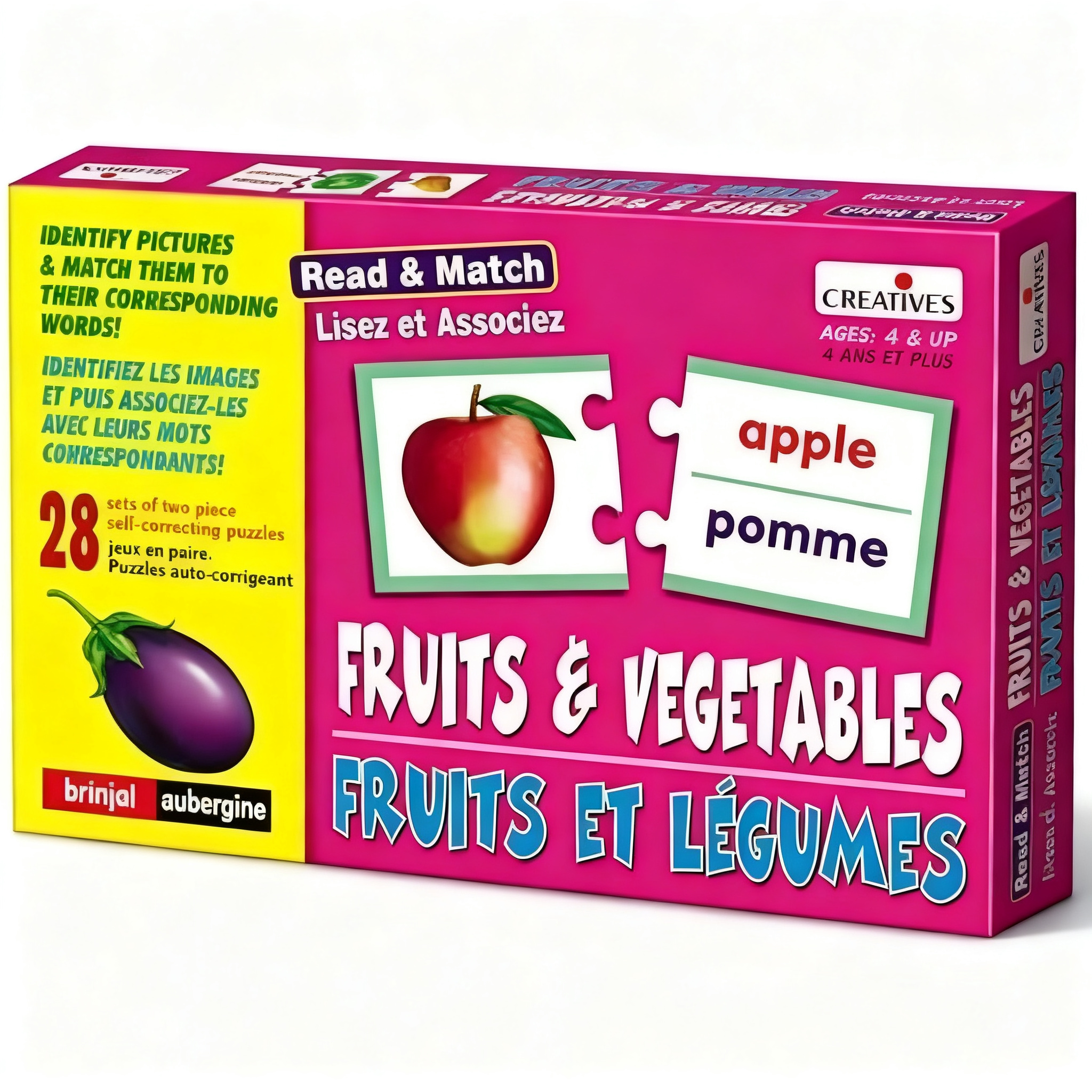"Bilingual Read & Match Fruits & Vegetables" Learning Puzzle #1103