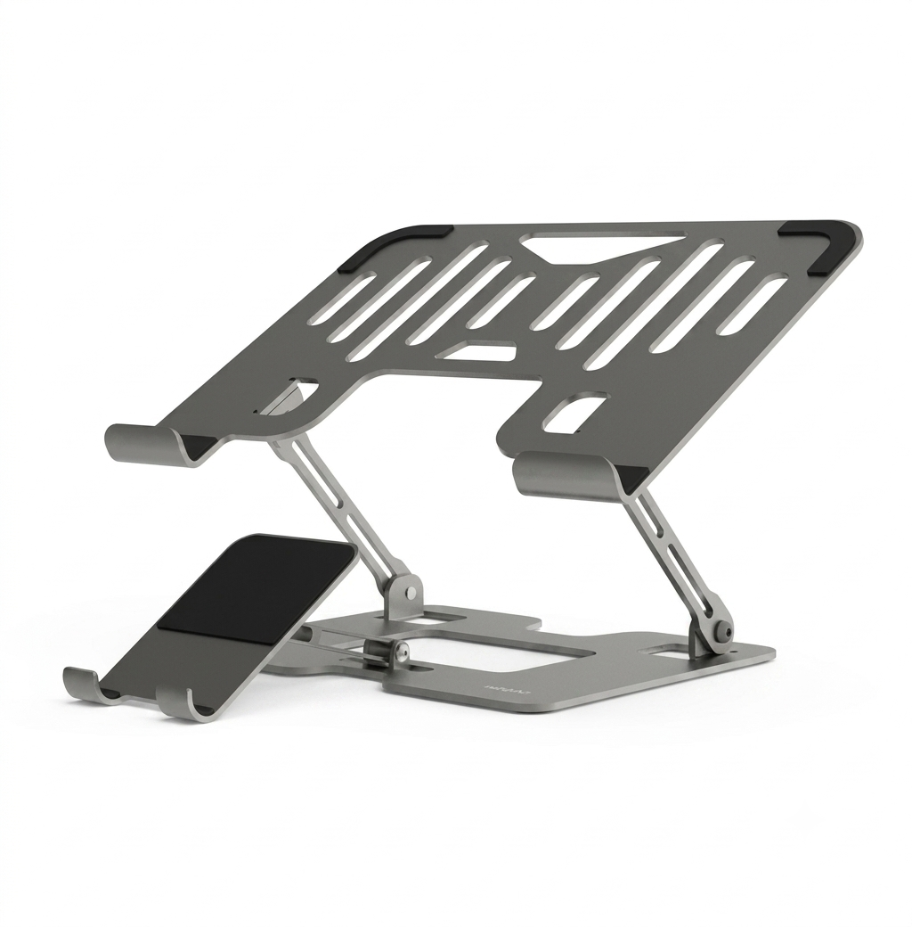 2-in-1 Adjustable and Foldable Laptop with Phone Stand - Silver #PD-HSM09-SL
