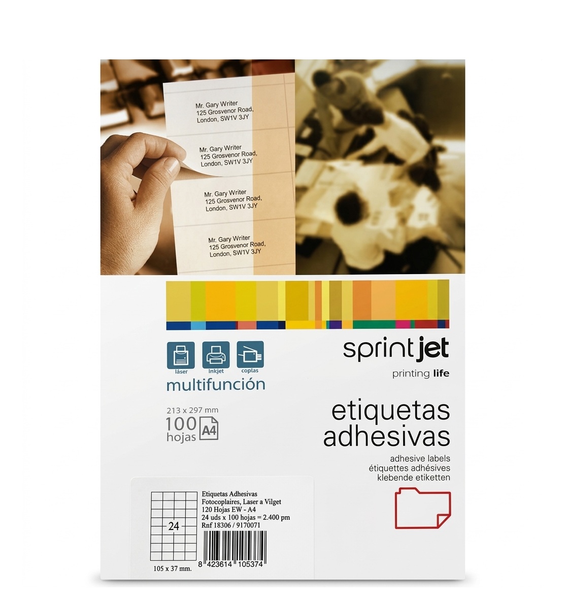 A4 100 Sheet 24 Part Label Inkjet - 70x35mm  #24Lblx100Sh