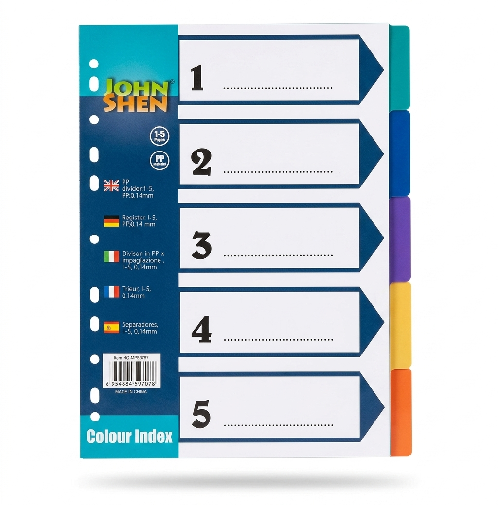 5-Part A4 Plastic Colored Divider #Mp59707