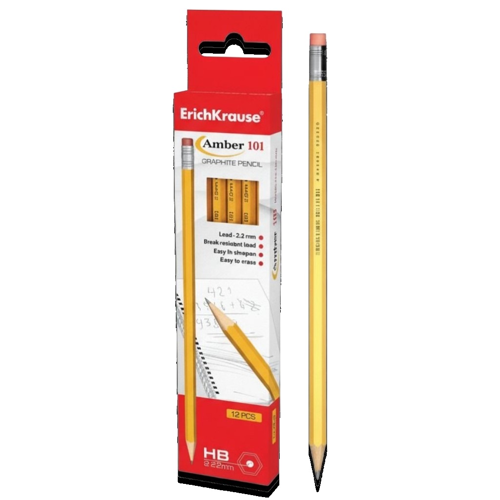 Amber Graphite HB Pencil With Eraser -Pack of 12 #32835