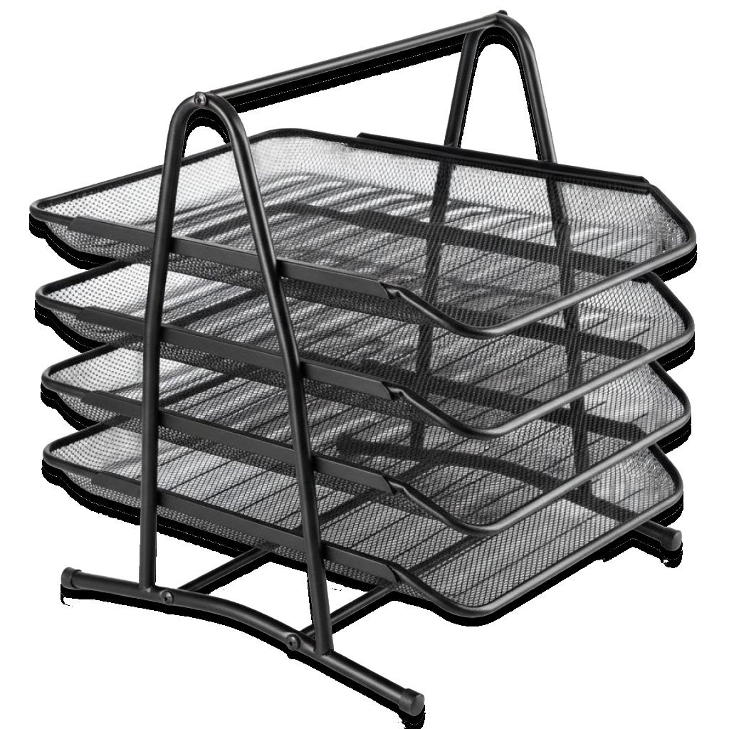 Black 4-Tiers Mesh Paper Tray#Wdn2001A-4