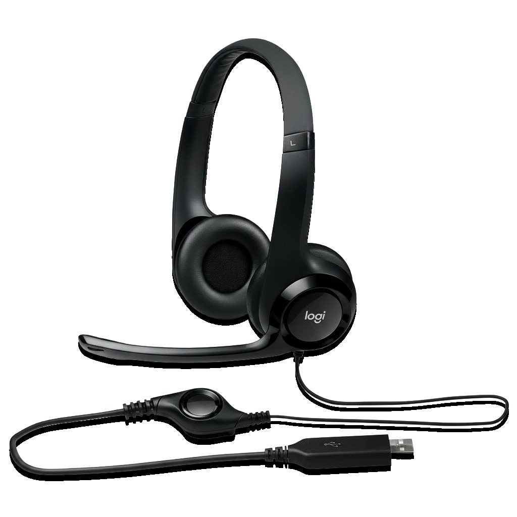 Black Wired USB Headset With Microphone #H390