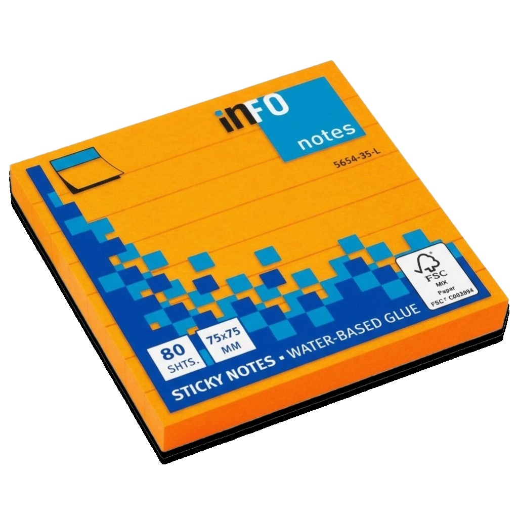 Neon 75x75 mm 80Sh Lined Sticky Notes #5654