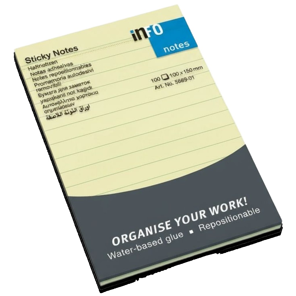 Yellow 100x150 mm 100Sh Lined  Sticky Notes #5700