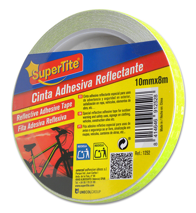Neon Yellow Reflective Adhesive Tape - 10mm x 8M #1252
