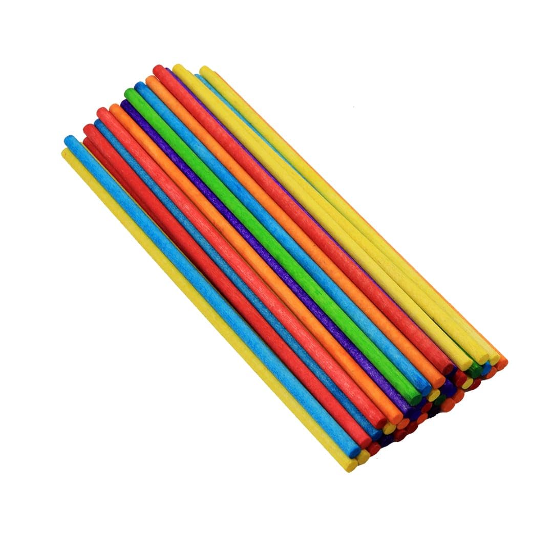 Colored Round wooden sticks 15x0.5cm - Pack of 30 Pieces