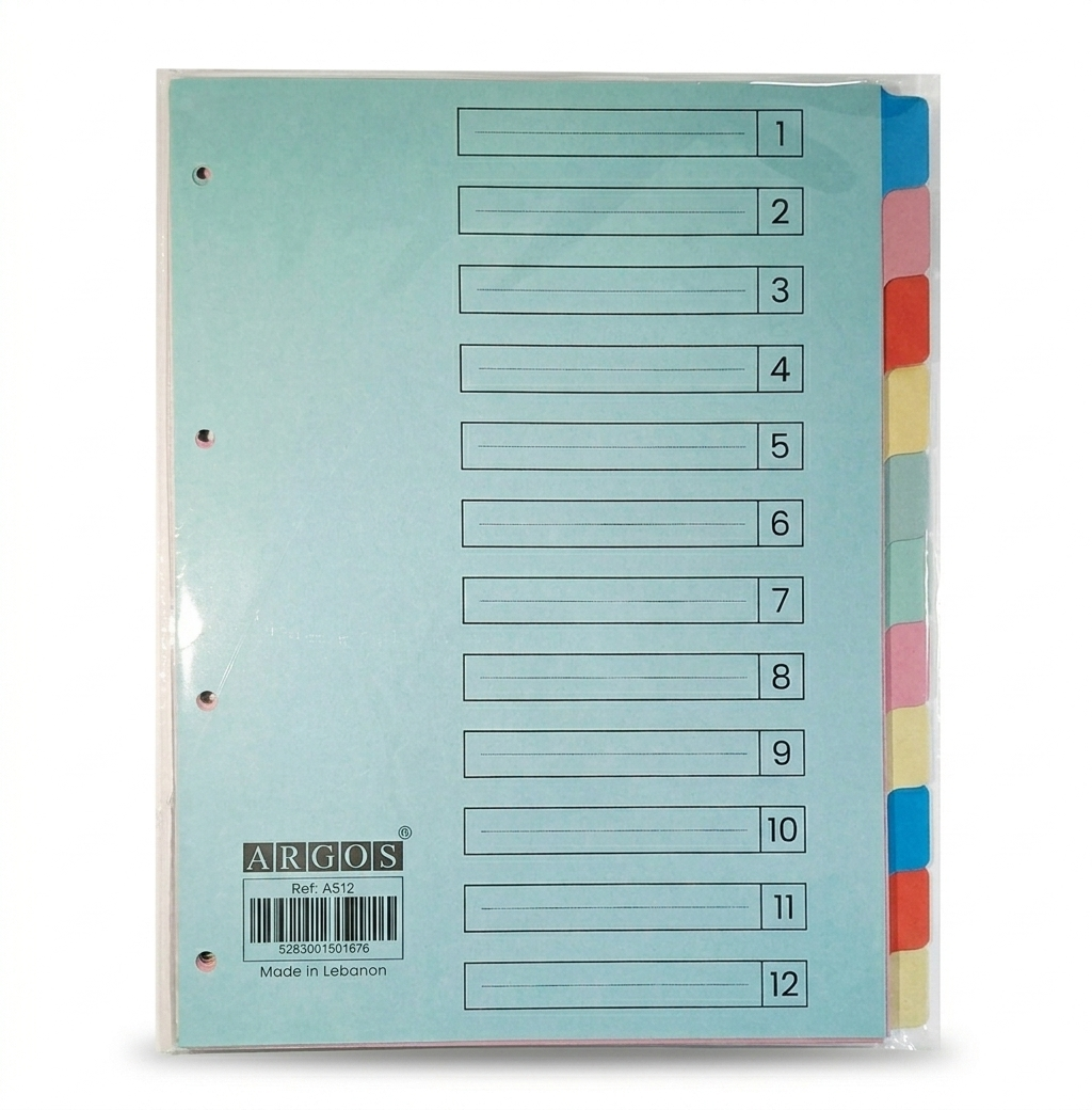 12-Part A4 Carton Colored Divider #A512
