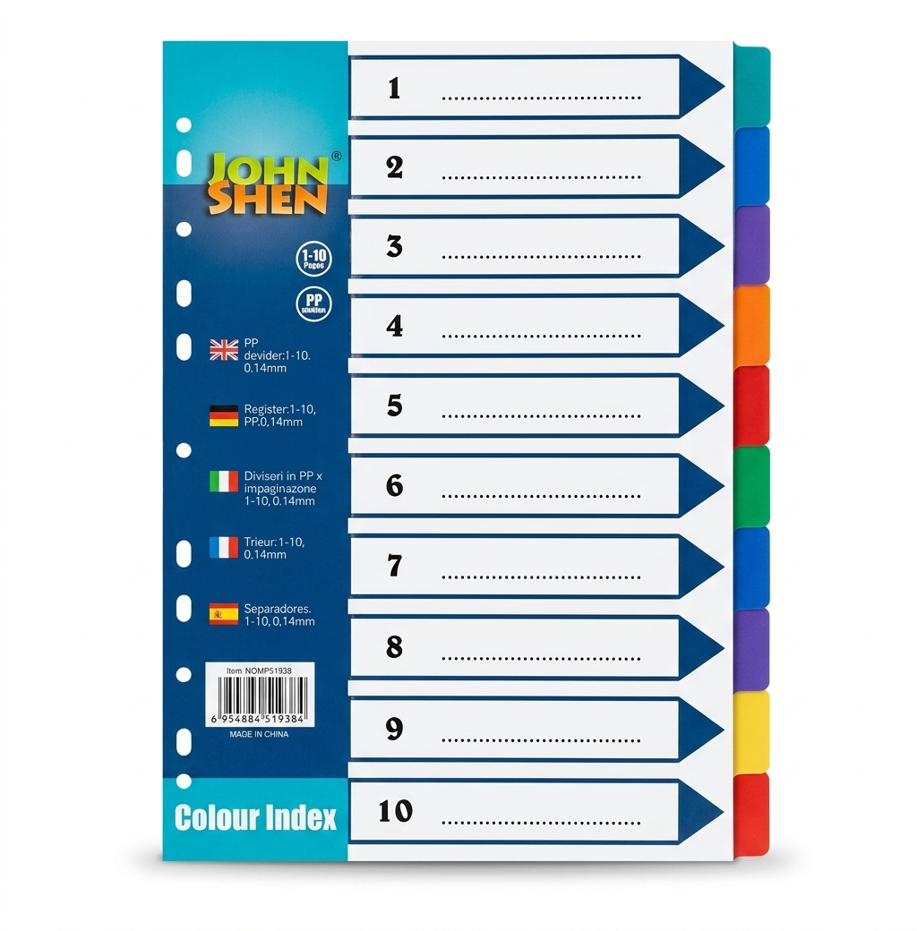 10-Part A4 Plastic Colored Divider #Mp51938