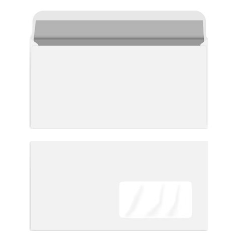White Peal& Seal Letter Size 90G Envelope With Right Window - Pack of 50