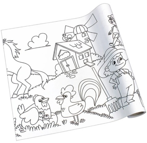 Kids Self Adhesive Coloring Roll Farm Life Theme 30cm x 4M #8723-08-B