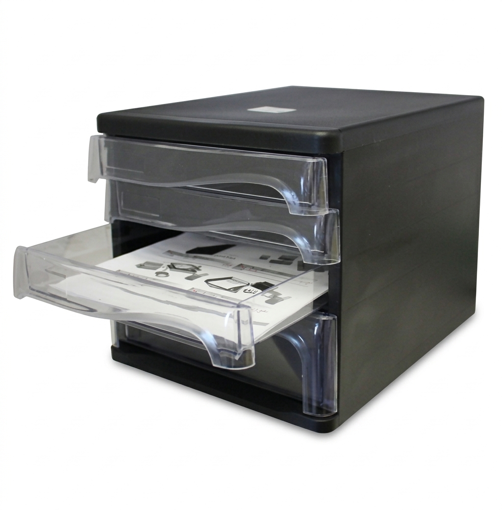 Black Plastic 4-Drawers Cabinet #Mf912909