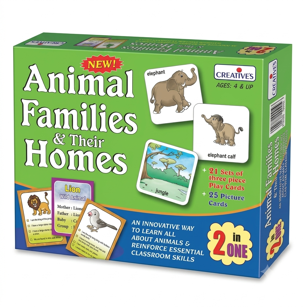 "Animal Families & Their Homes" Learning Cards Game #1016/1