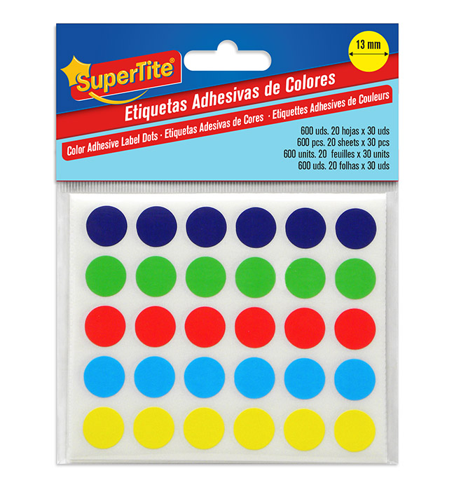 Round Colored Adhesive Labels - Pack of 600 Pc #4536