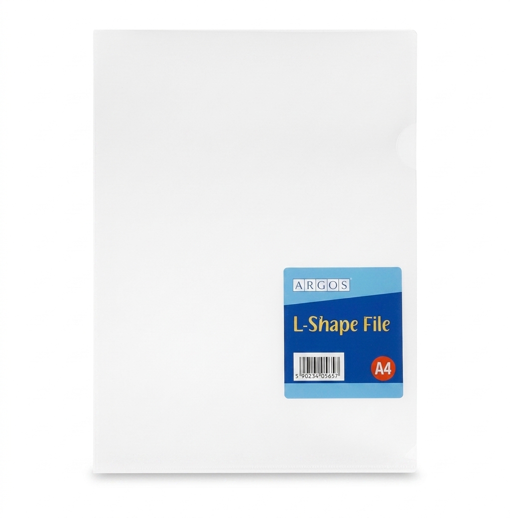 A4 Transparent Clear L-Shape File - Pack Of 12 #Arg0901