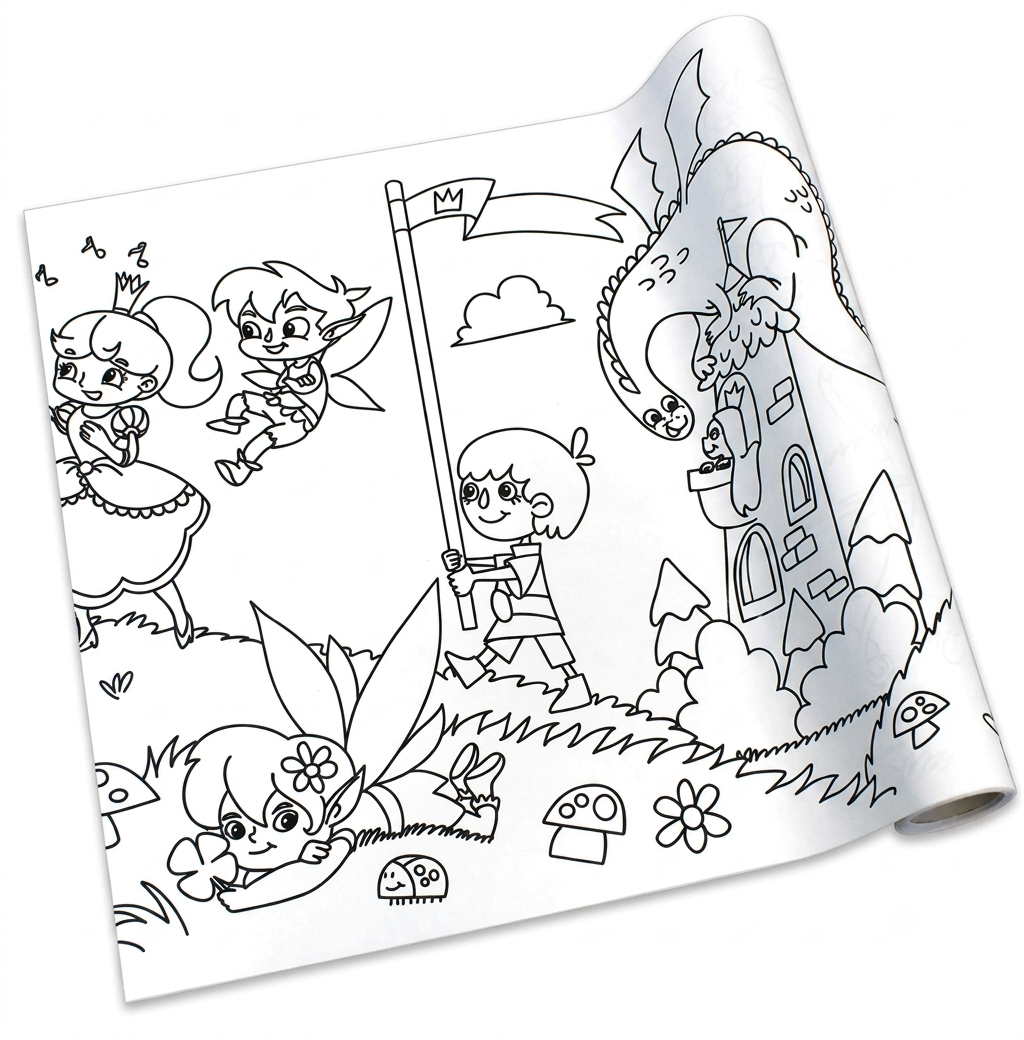 Kids Self Adhesive Coloring Roll Fairyland Theme 30cm x 4M #8724-08-B